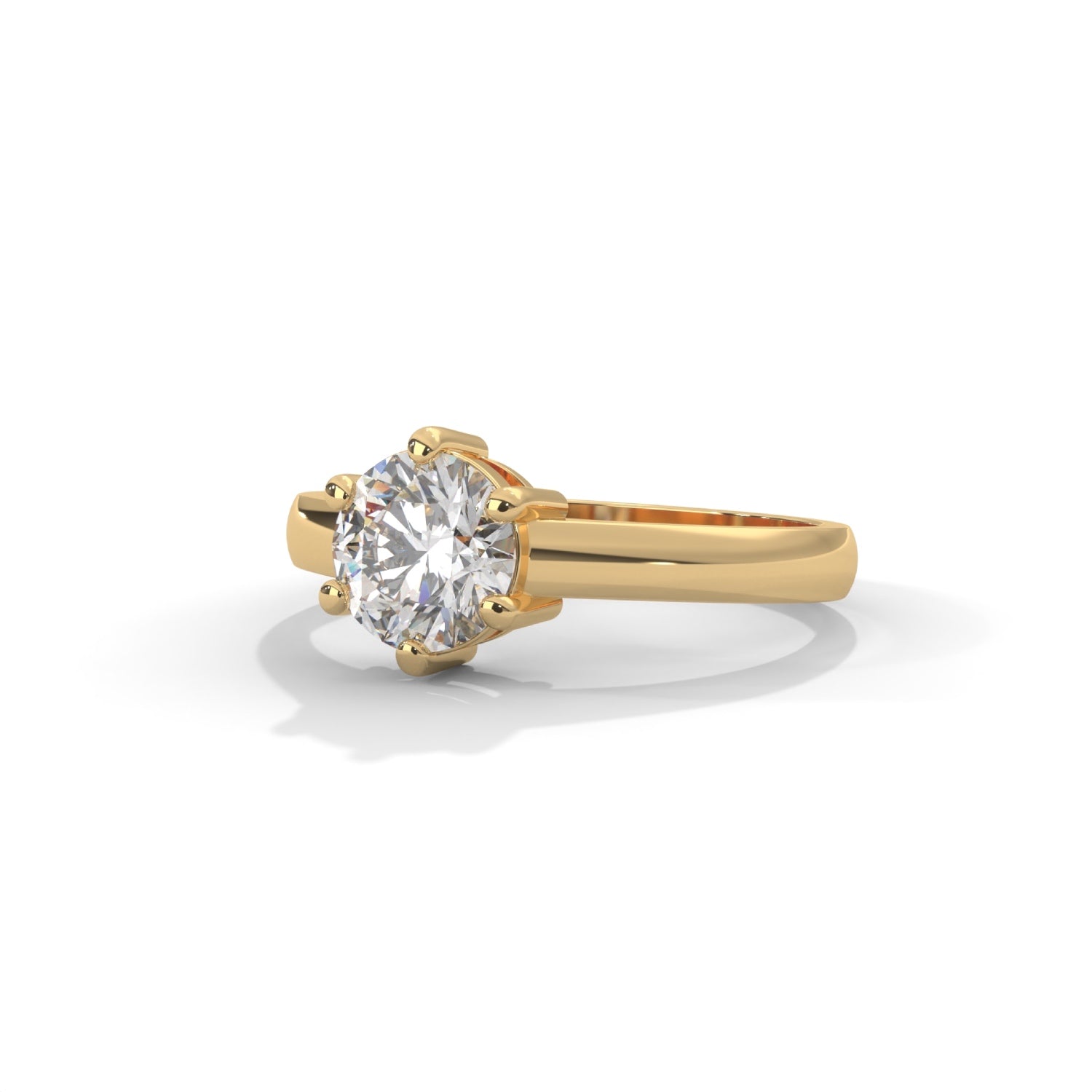 Round Brilliant Cut Lab-Grown Diamond Solitaire Engagement Ring in Yellow Gold