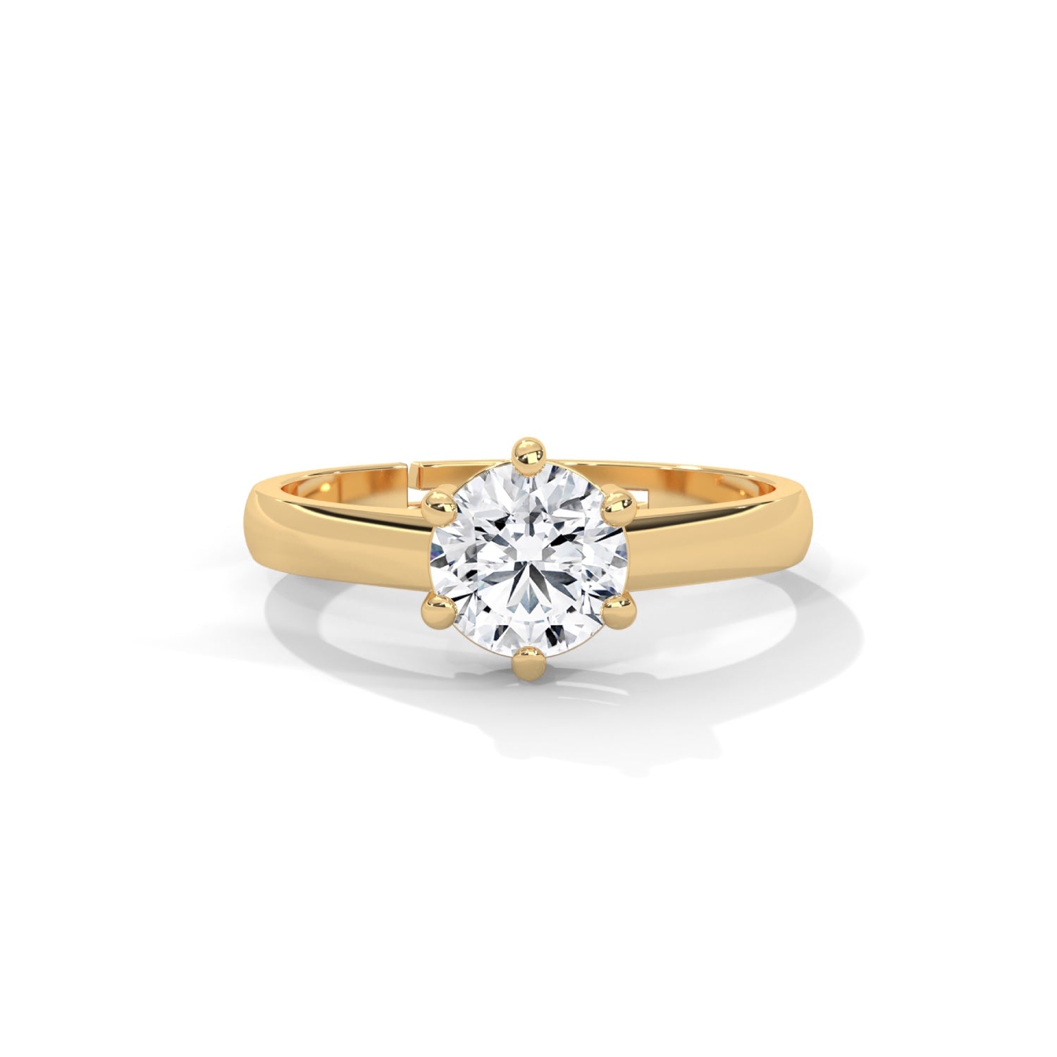 Round Brilliant Cut Lab-Grown Diamond Solitaire Engagement Ring in Yellow Gold