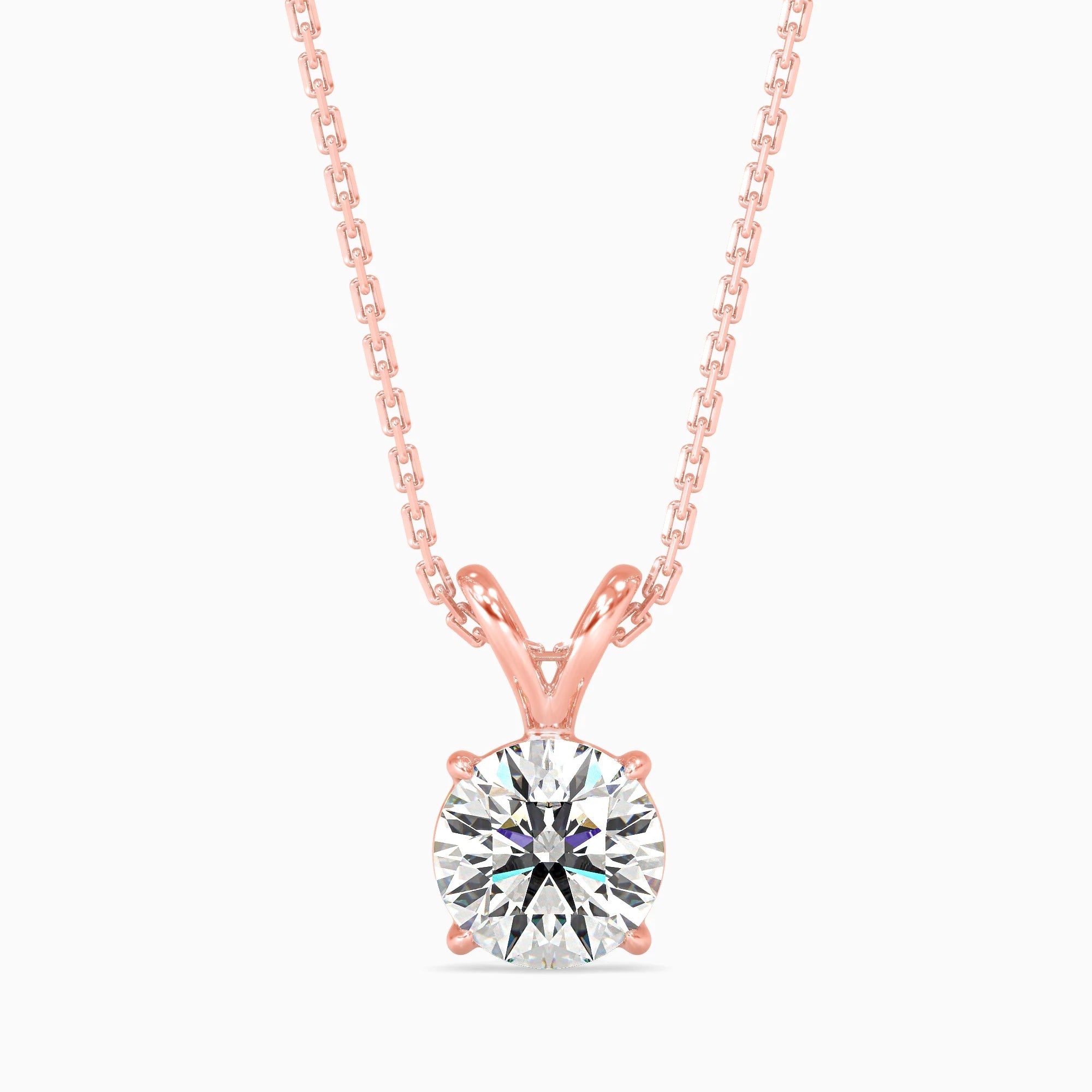 Round Brilliant Cut Lab-Grown Diamond Solitaire Pendant in Rose Gold