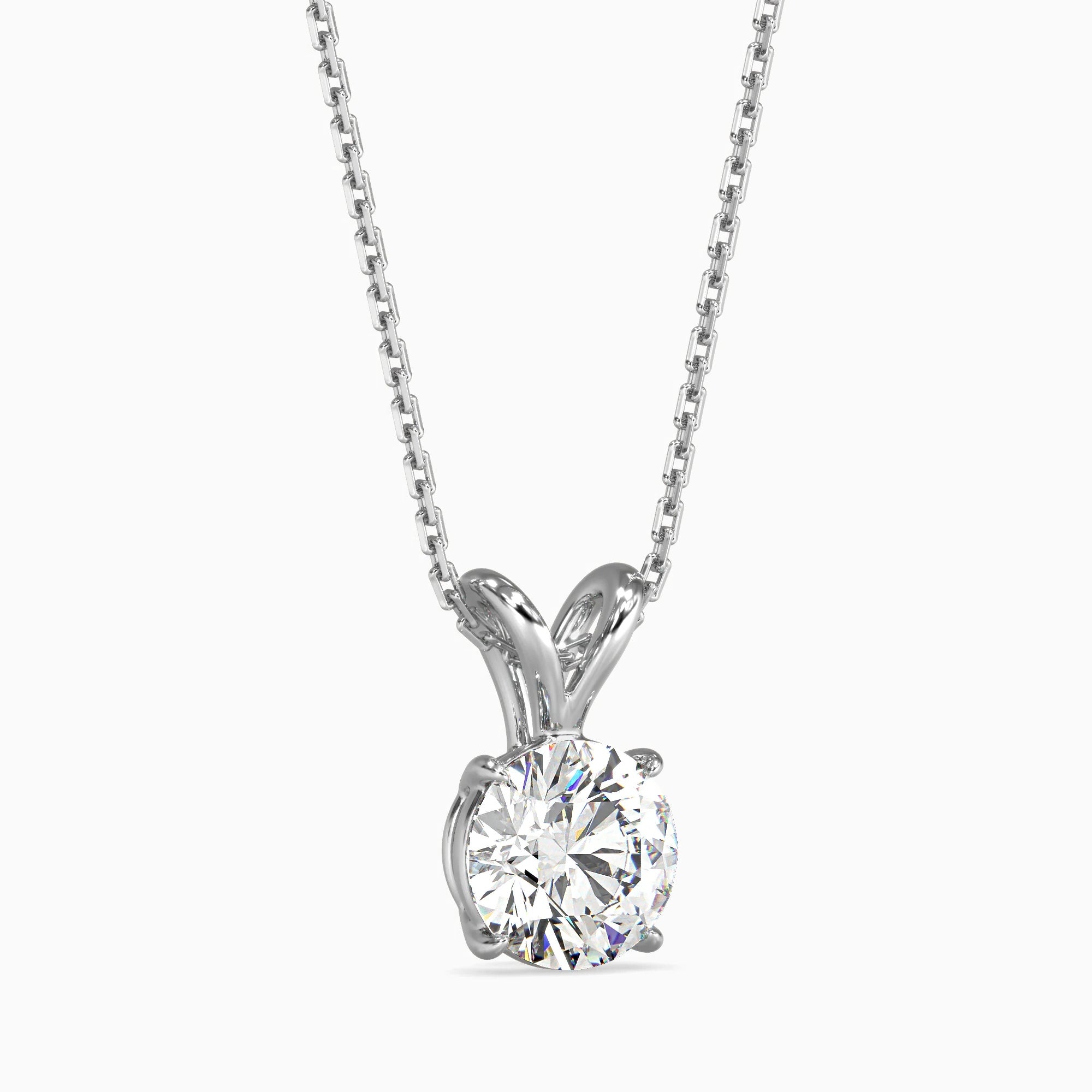 Round Brilliant Cut Lab-Grown Diamond Solitaire Pendant in White Gold