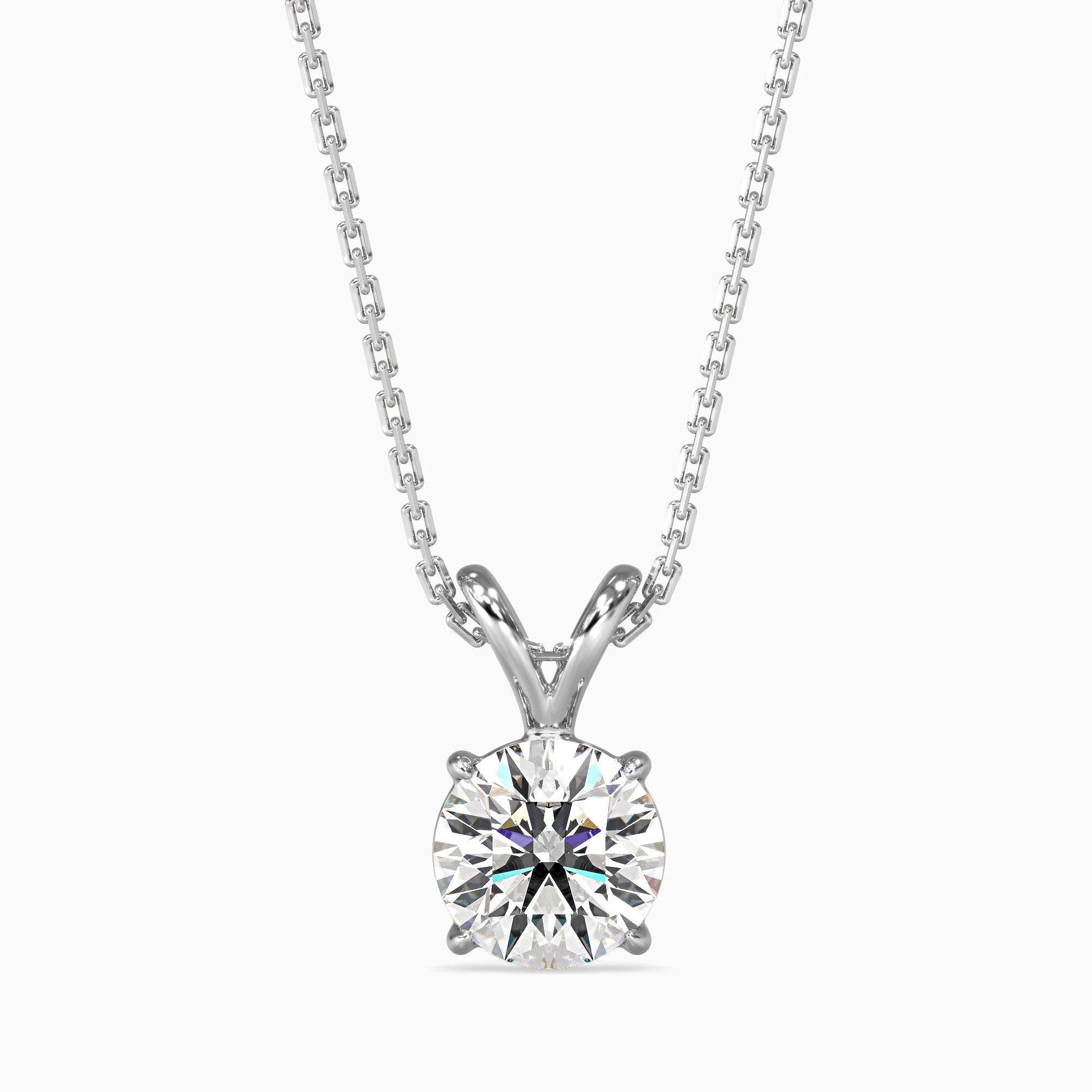 Round Brilliant Cut Lab-Grown Diamond Solitaire Pendant in White Gold