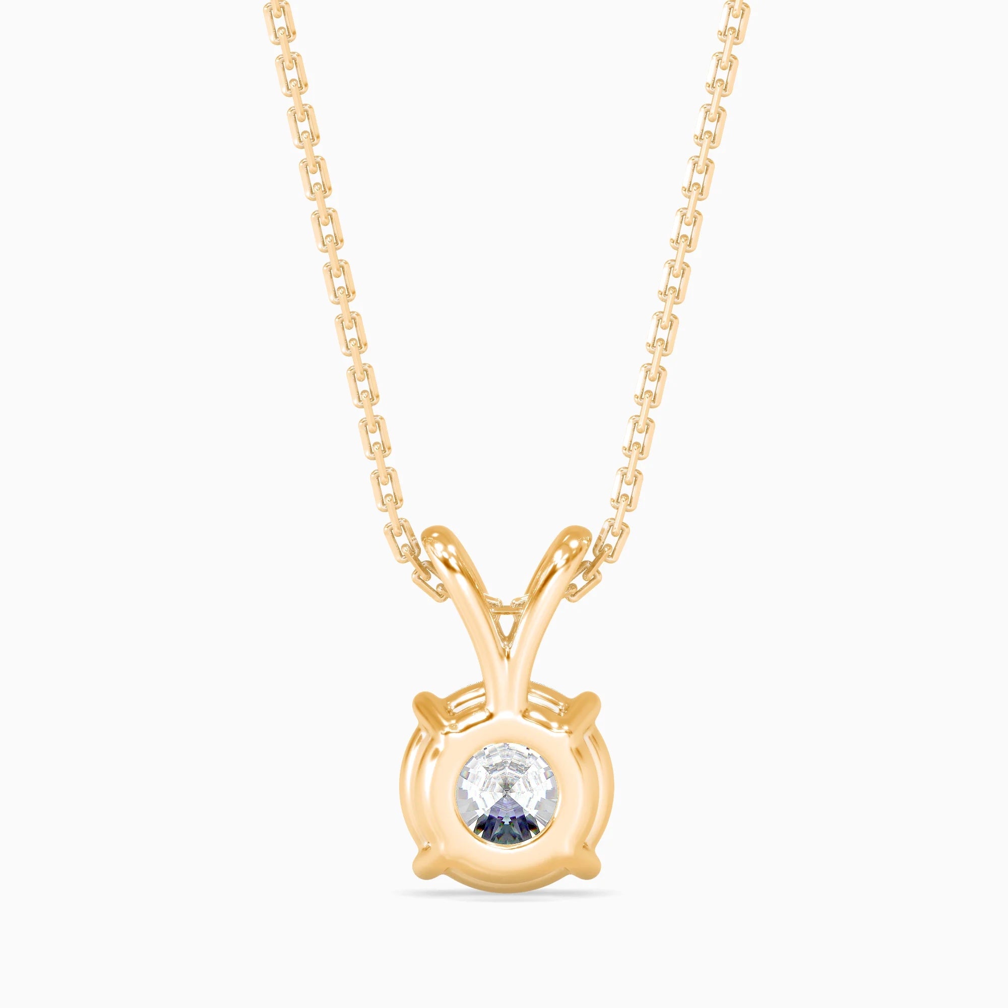 Round Brilliant Cut Lab-Grown Diamond Solitaire Pendant in Yellow Gold