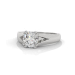 Round Brilliant Cut Lab-Grown Diamond Split Shank Solitaire Engagement Ring in White Gold