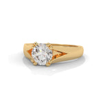 Round Brilliant Cut Lab-Grown Diamond Split Shank Solitaire Engagement Ring in Yellow Gold