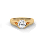 Round Brilliant Cut Lab-Grown Diamond Split Shank Solitaire Engagement Ring in Yellow Gold