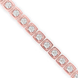 Round Brilliant Cut Lab-Grown Diamond Square Frame Tennis Bracelet in Rose Gold