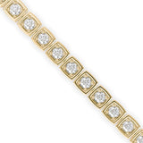 Round Brilliant Cut Lab-Grown Diamond Square Frame Tennis Bracelet in Yellow Gold