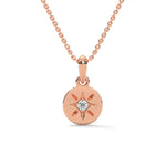 Round Brilliant Cut Lab-Grown Diamond Starburst Disc Pendant in Rose Gold