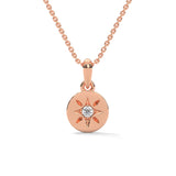 Round Brilliant Cut Lab-Grown Diamond Starburst Disc Pendant in Rose Gold