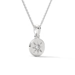 Round Brilliant Cut Lab-Grown Diamond Starburst Disc Pendant in White Gold