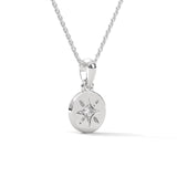 Round Brilliant Cut Lab-Grown Diamond Starburst Disc Pendant in White Gold