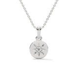 Round Brilliant Cut Lab-Grown Diamond Starburst Disc Pendant in White Gold