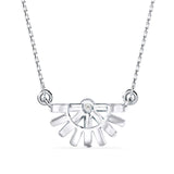 Round Brilliant Cut Lab-Grown Diamond Sunburst Pendant in White Gold
