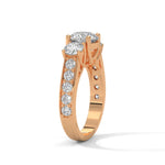 Round Brilliant Cut Lab-Grown Diamond Three-Stone Engagement Ring in Rose Gold