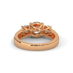 Round Brilliant Cut Lab-Grown Diamond Three-Stone Engagement Ring in Rose Gold