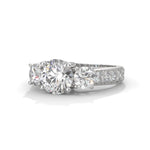 Round Brilliant Cut Lab-Grown Diamond Three-Stone Engagement Ring in White Gold