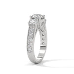 Round Brilliant Cut Lab-Grown Diamond Three-Stone Engagement Ring in White Gold
