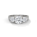 Round Brilliant Cut Lab-Grown Diamond Three-Stone Engagement Ring in White Gold
