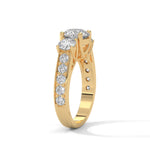 Round Brilliant Cut Lab-Grown Diamond Three-Stone Engagement Ring in Yellow Gold