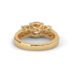 Round Brilliant Cut Lab-Grown Diamond Three-Stone Engagement Ring in Yellow Gold