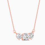 Round Brilliant Cut Lab-Grown Diamond Three-Stone Pendant in Rose Gold