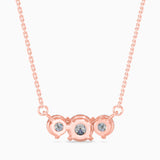 Round Brilliant Cut Lab-Grown Diamond Three-Stone Pendant in Rose Gold