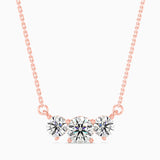 Round Brilliant Cut Lab-Grown Diamond Three-Stone Pendant in Rose Gold