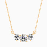 Round Brilliant Cut Lab-Grown Diamond Three-Stone Pendant in Yellow Gold
