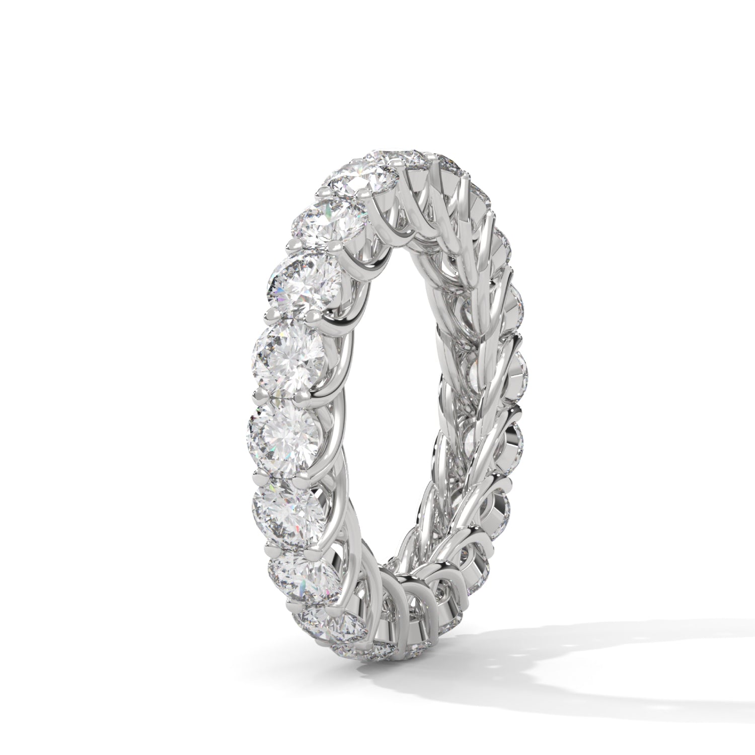 Round Brilliant Cut Lab-Grown Diamond Trellis Eternity Ring in White Gold