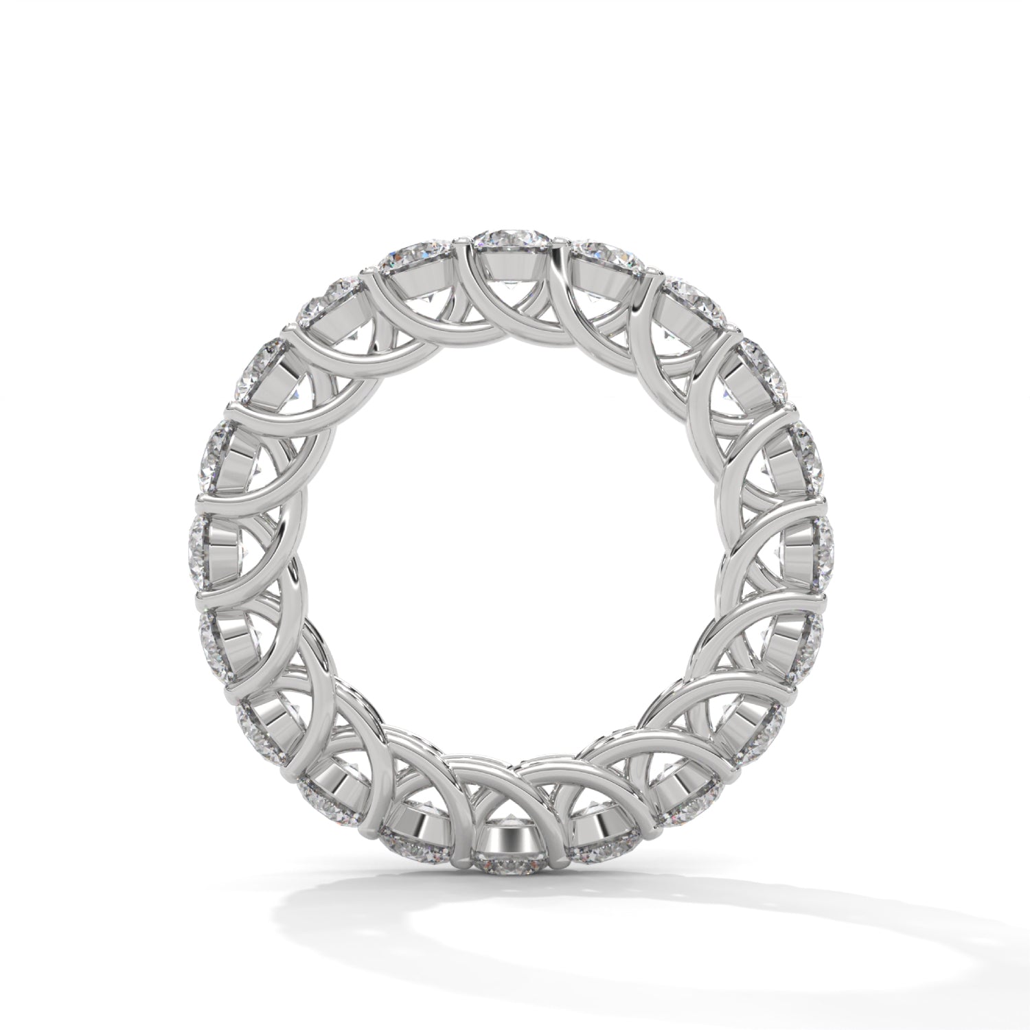 Round Brilliant Cut Lab-Grown Diamond Trellis Eternity Ring in White Gold