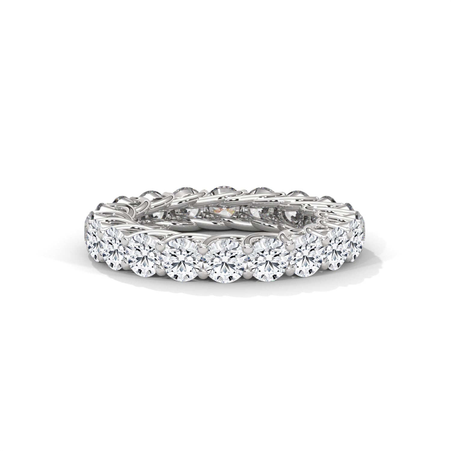 Round Brilliant Cut Lab-Grown Diamond Trellis Eternity Ring in White Gold