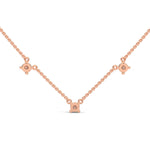 Round Brilliant Cut Lab-Grown Diamond Trio Station Necklace in Rose Gold