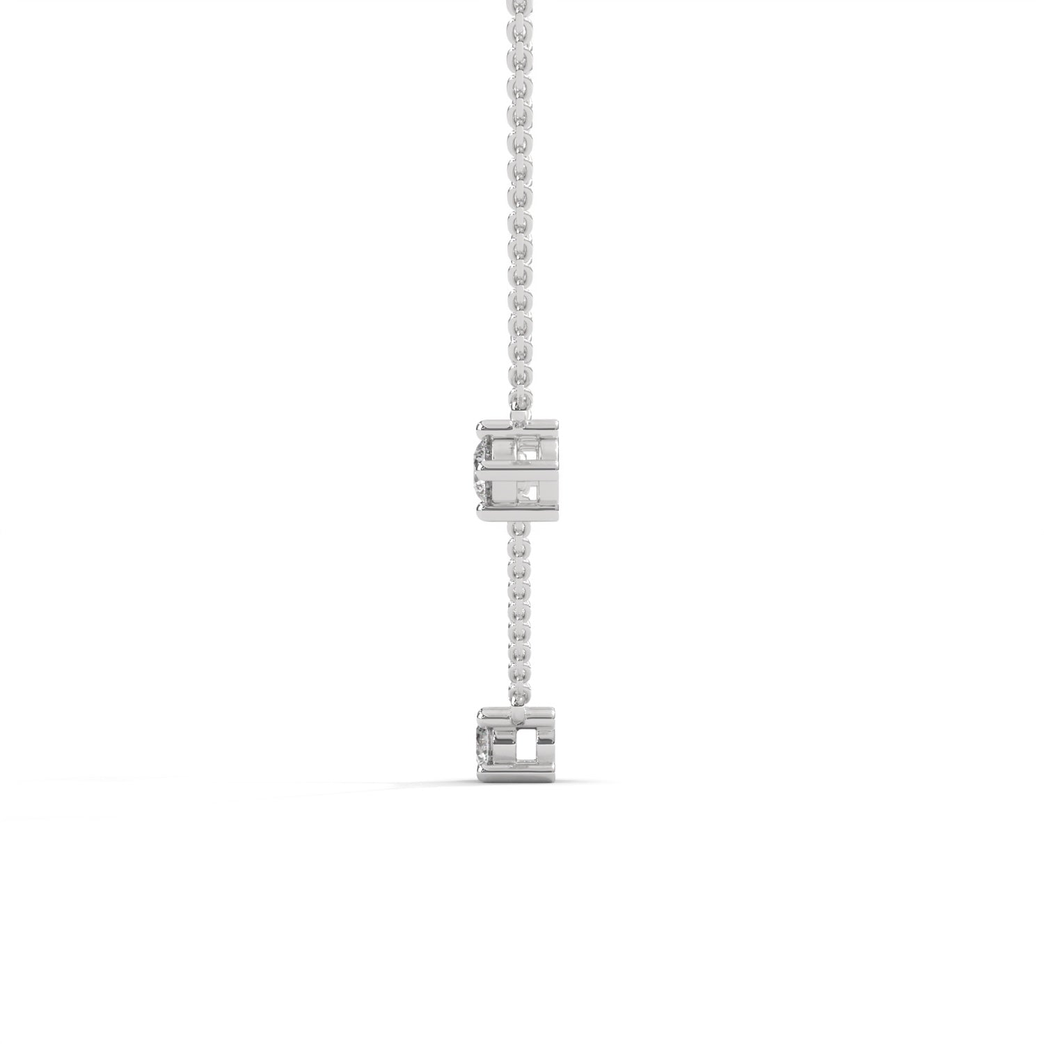 Round Brilliant Cut Lab-Grown Diamond Trio Station Necklace in White Gold