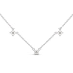 Round Brilliant Cut Lab-Grown Diamond Trio Station Necklace in White Gold