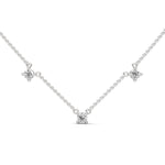 Round Brilliant Cut Lab-Grown Diamond Trio Station Necklace in White Gold