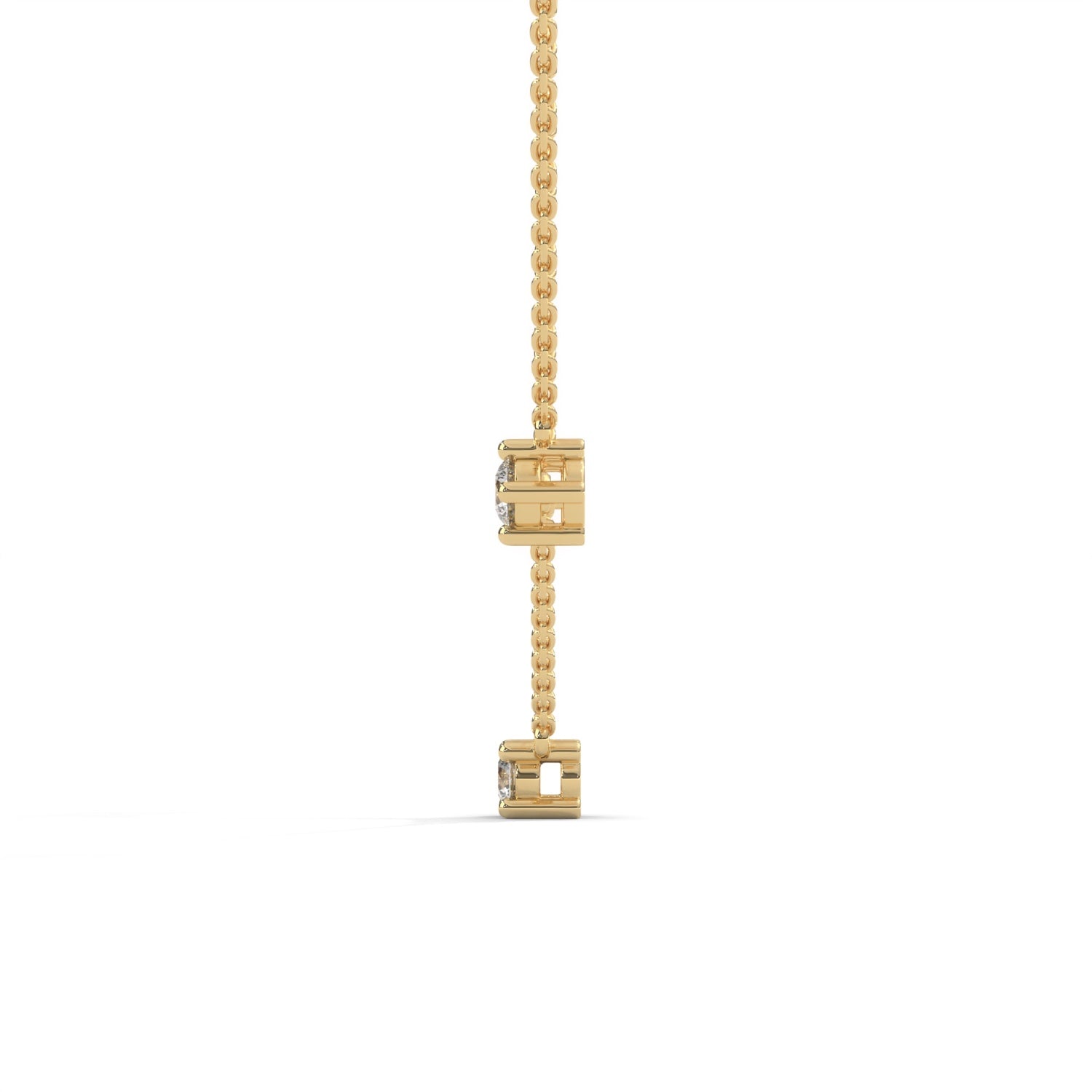 Round Brilliant Cut Lab-Grown Diamond Trio Station Necklace in Yellow Gold
