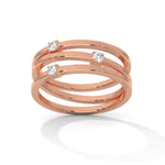 Round Brilliant Cut Lab-Grown Diamond Triple Band Ring in Rose Gold