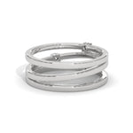 Round Brilliant Cut Lab-Grown Diamond Triple Band Ring in White Gold