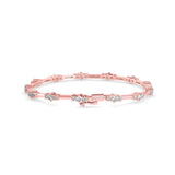Round Brilliant Cut Lab-Grown Diamond Triple Cluster Tennis Bracelet in Rose Gold