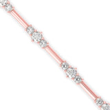 Round Brilliant Cut Lab-Grown Diamond Triple Cluster Tennis Bracelet in Rose Gold