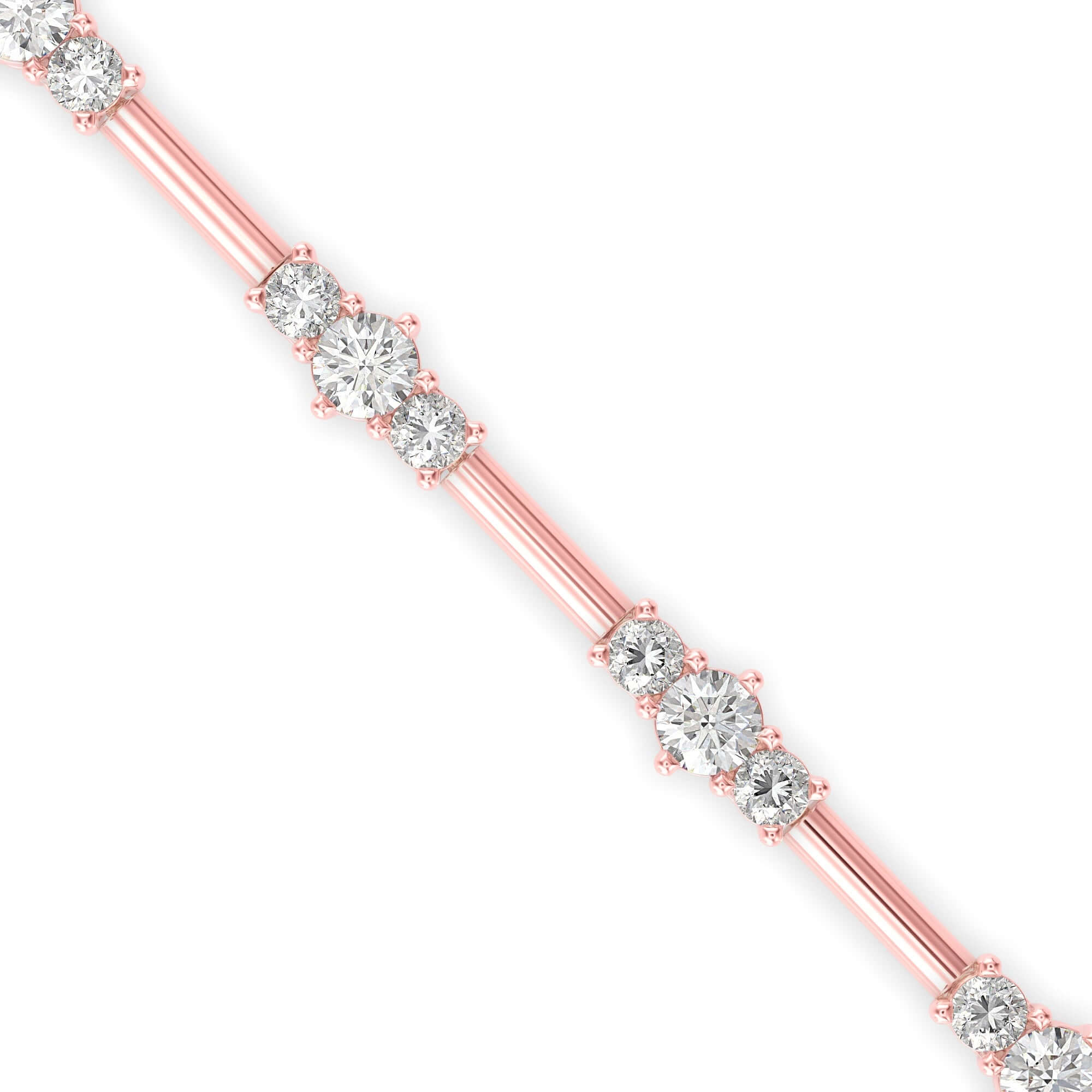 Round Brilliant Cut Lab-Grown Diamond Triple Cluster Tennis Bracelet in Rose Gold