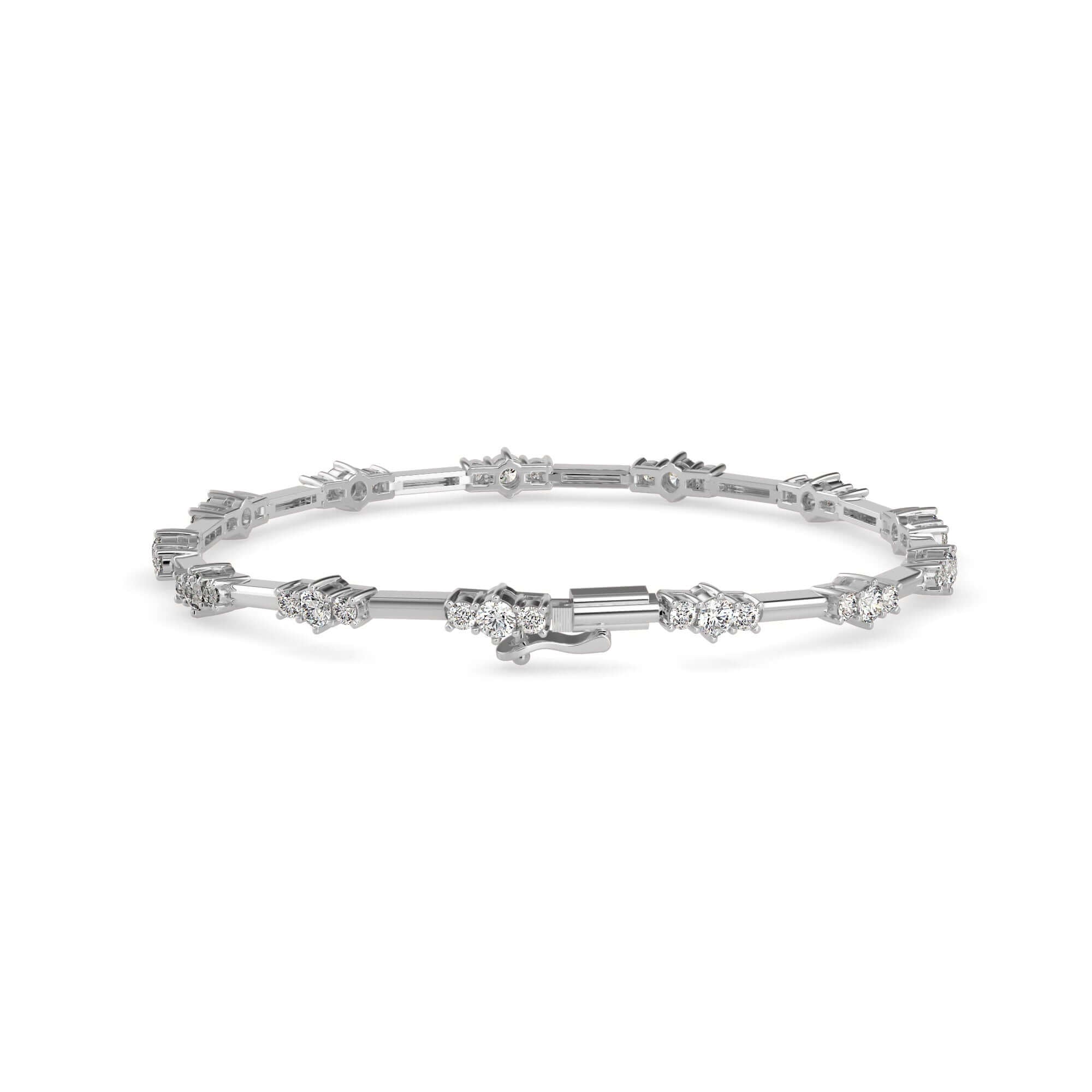 Round Brilliant Cut Lab-Grown Diamond Triple Cluster Tennis Bracelet in White Gold