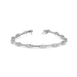Round Brilliant Cut Lab-Grown Diamond Triple Cluster Tennis Bracelet in White Gold