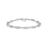 Round Brilliant Cut Lab-Grown Diamond Triple Cluster Tennis Bracelet in White Gold