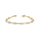 Round Brilliant Cut Lab-Grown Diamond Triple Cluster Tennis Bracelet in Yellow Gold