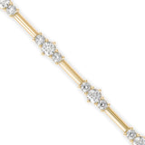 Round Brilliant Cut Lab-Grown Diamond Triple Cluster Tennis Bracelet in Yellow Gold