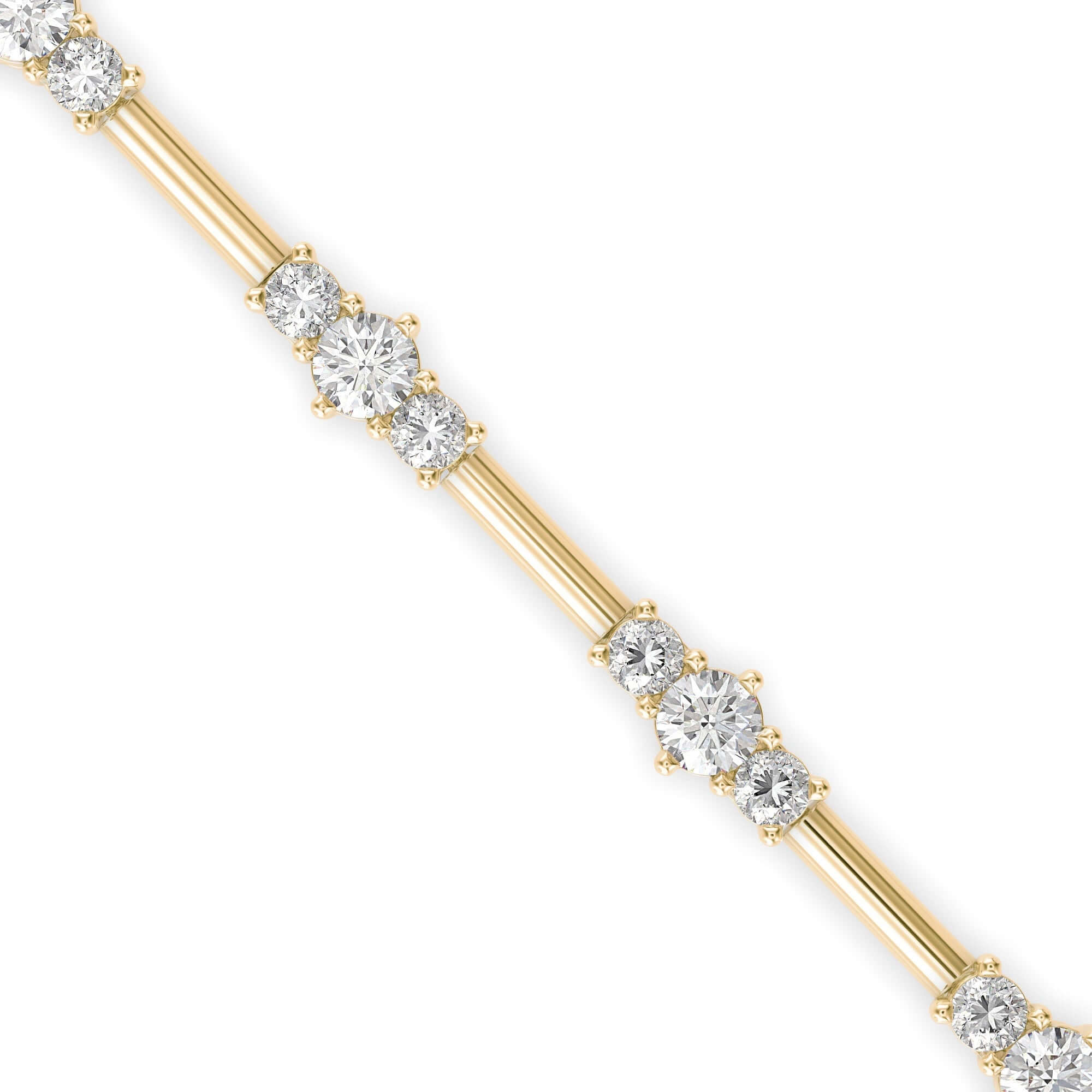 Round Brilliant Cut Lab-Grown Diamond Triple Cluster Tennis Bracelet in Yellow Gold