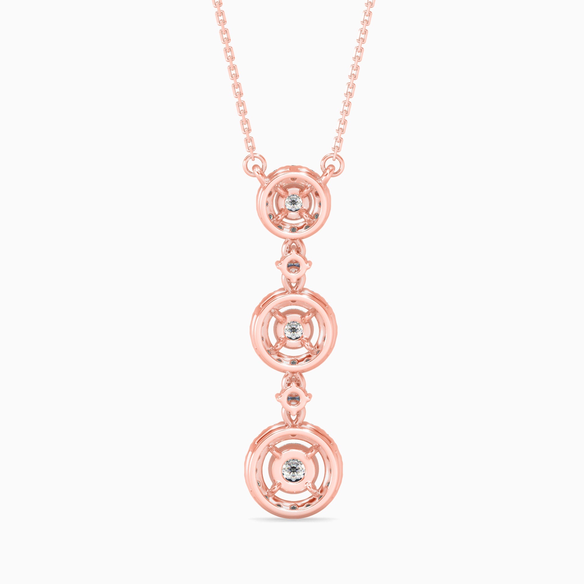 Round Brilliant Cut Lab-Grown Diamond Triple Halo Pendant in Rose Gold