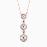 Round Brilliant Cut Lab-Grown Diamond Triple Halo Pendant in Rose Gold