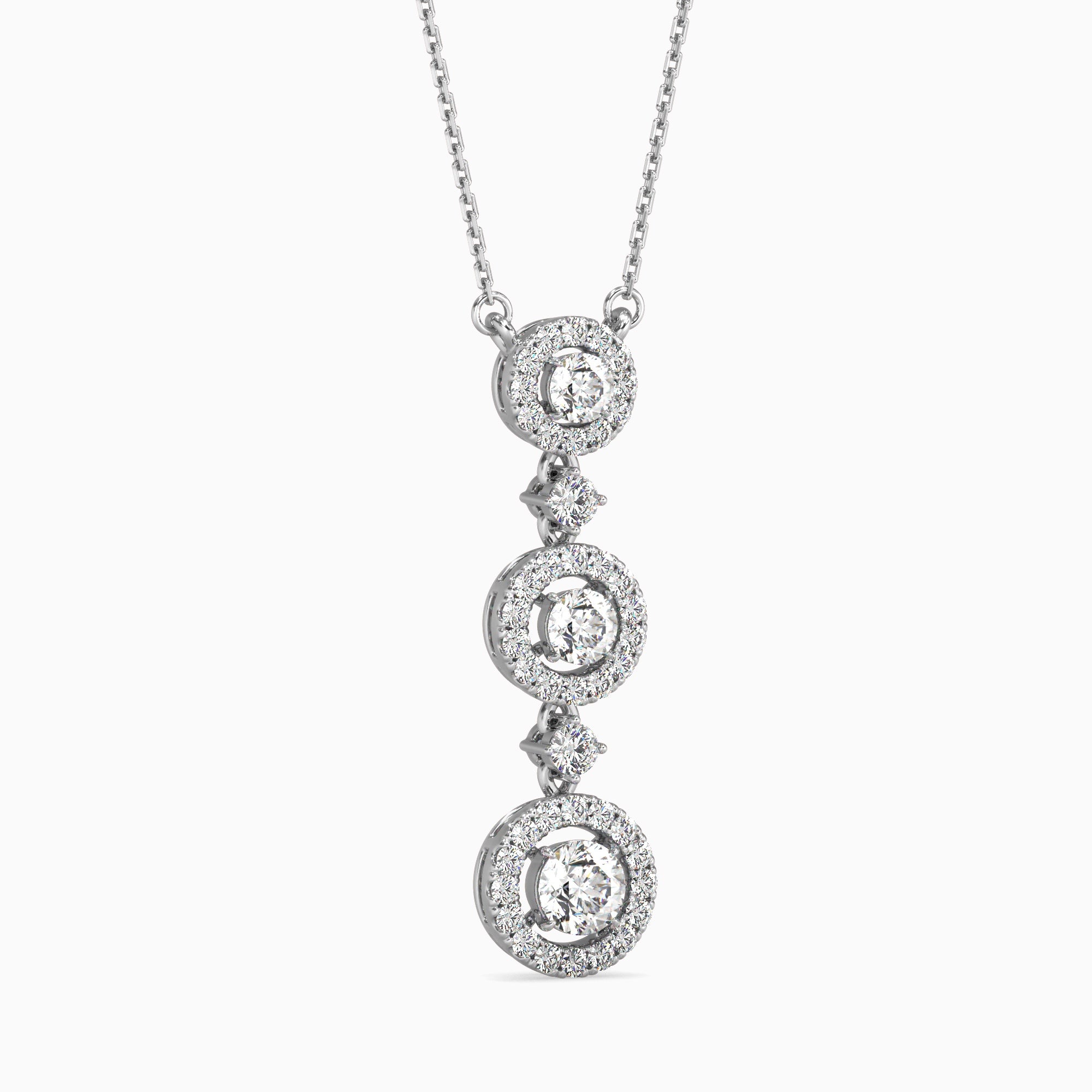 Round Brilliant Cut Lab-Grown Diamond Triple Halo Pendant in White Gold